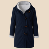 Damski płaszcz z kapturem i podszewką z miękkiego futerka