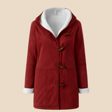 Damski płaszcz z kapturem i podszewką z miękkiego futerka