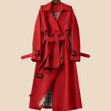 Damski klasyczny trencz z paskiem i klapami