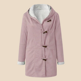 Damski płaszcz z kapturem i podszewką z miękkiego futerka