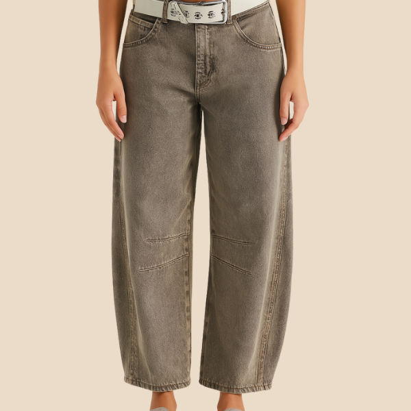 Damskie spodnie z wysokim stanem i luźnym krojem