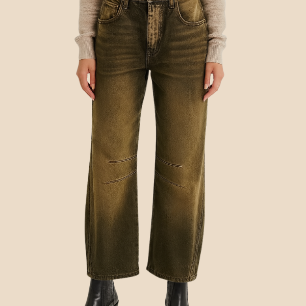 Damskie spodnie z wysokim stanem i luźnym krojem