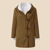 Damski płaszcz z kapturem i podszewką z miękkiego futerka