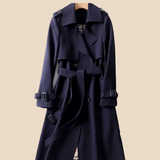 Damski klasyczny trencz z paskiem i klapami