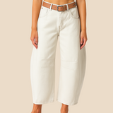 Damskie spodnie z wysokim stanem i luźnym krojem