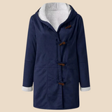 Damski płaszcz z kapturem i podszewką z miękkiego futerka