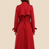 Damski klasyczny trencz z paskiem i klapami