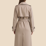 Damski klasyczny trencz z paskiem i klapami