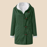 Damski płaszcz z kapturem i podszewką z miękkiego futerka