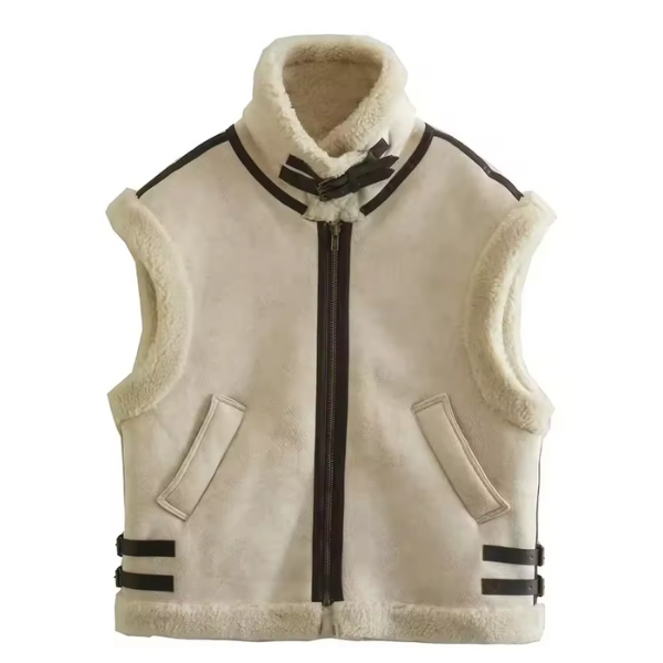 Stylowa kamizelka damska z kożuszkiem