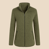 Miękka bluza teddy damska z kołnierzem zapinana na suwak