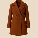Klasyczny dwurzędowy płaszcz damski o eleganckim kroju