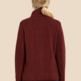 Miękka bluza teddy damska z kołnierzem zapinana na suwak