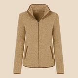 Miękka bluza teddy damska z kołnierzem zapinana na suwak