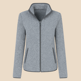 Miękka bluza teddy damska z kołnierzem zapinana na suwak