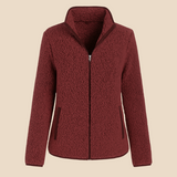 Miękka bluza teddy damska z kołnierzem zapinana na suwak