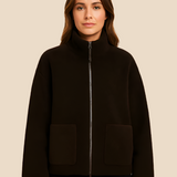 Bluza damska z futerkiem sherpa – ciepła bluza z zamkiem i kieszeniami