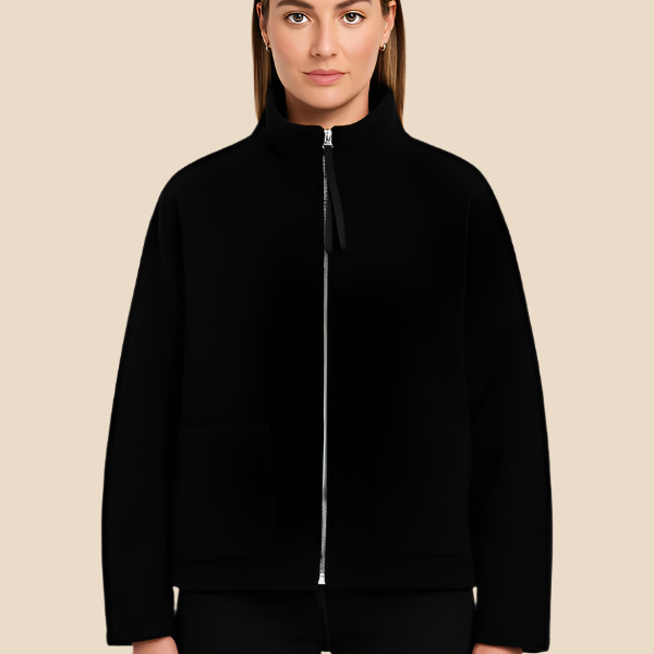 Bluza damska z futerkiem sherpa – ciepła bluza z zamkiem i kieszeniami