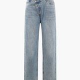 Asymmetriske High-Waist Jeans – Unik Detalje & Lige Ben