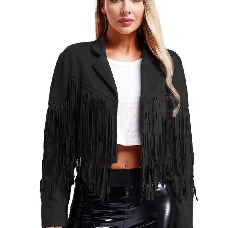 Zamszowa kurtka damska z frędzlami – styl boho i western na każdą okazję