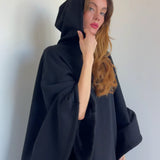 Ciepłe ponczo z kapturem z miękkiego polaru