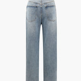 Asymmetriske High-Waist Jeans – Unik Detalje & Lige Ben