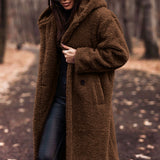 Płaszcz damski teddy z kapturem – ciepły pluszowy płaszcz na zimę