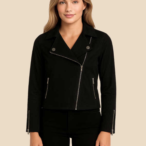 Kurtka damska zamszowa ramoneska – stylowa kurtka biker na każdą porę roku