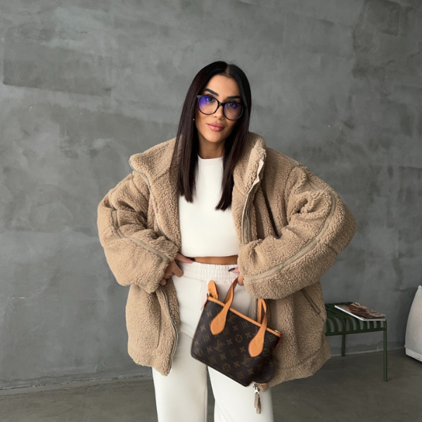 Kurtka teddy oversize z miękkiego futerka