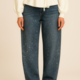 Damskie jeansy baggy z przetarciami i wysokim stanem