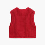 Damski dzianinowy bezrękawnik zapinany na guziki