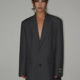 Damska oversize marynarka garniturowa z paskiem