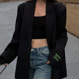 Damska oversize marynarka garniturowa z paskiem