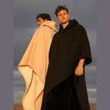 Damskie ponczo z kapturem i miękkim wykończeniem