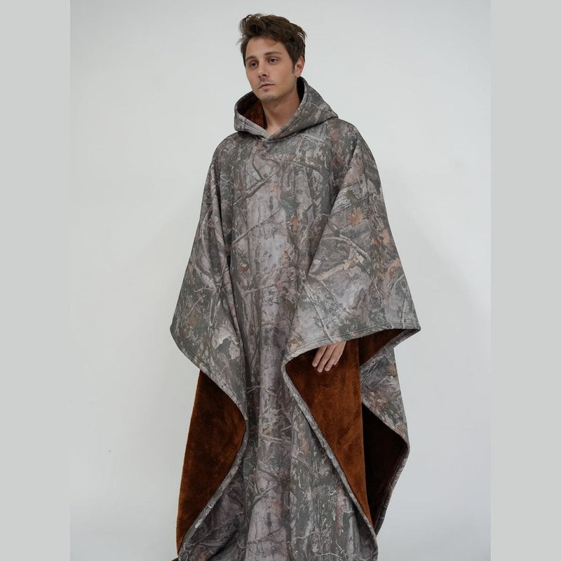 Damskie ponczo z kapturem i miękkim wykończeniem