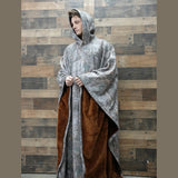 Damskie ponczo z kapturem i miękkim wykończeniem