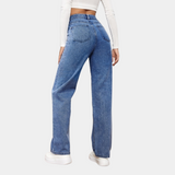 High-Waist Jeans med Lige Ben – Klassisk Komfortfit