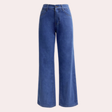 High-Waist Jeans med Lige Ben – Klassisk Komfortfit