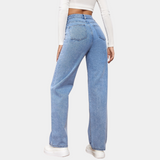 High-Waist Jeans med Lige Ben – Klassisk Komfortfit
