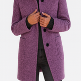 Damski elegancki wełniany płaszcz jednorzędowy – klasyczny model na jesień i zimę