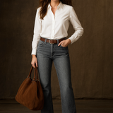 Damskie jeansy z szeroką nogawką i wysokim stanem