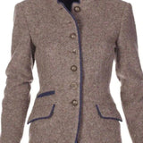 Damska elegancka marynarka tweedowa z kołnierzem stójką