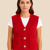 Damski dzianinowy bezrękawnik zapinany na guziki