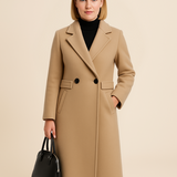 Płaszcz damski elegancki dwurzędowy – klasyczny płaszcz na jesień i zimę