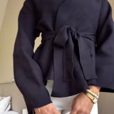 Damska elegancka bluzka z wiązaniem w talii i dekoltem V