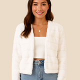 Kurtka damska z miękkiego futerka – elegancka krótka kurtka na chłodne dni