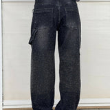 Damskie jeansy baggy z przetarciami i wysokim stanem