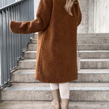 Płaszcz damski z futerkiem teddy – ciepły pluszowy płaszcz na zimę