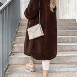 Płaszcz damski z futerkiem teddy – ciepły pluszowy płaszcz na zimę