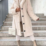 Płaszcz damski z futerkiem teddy – ciepły pluszowy płaszcz na zimę